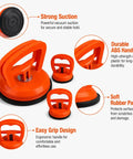 2026 Upgraded Car Dent Repair Kit, 3 Pack Dent Puller Set, Beefed Up Heavy Duty Paintless Dent Removal Tools For Your Car Body, Glass Lifting, Tile Pulling, Sheet Metal And Moving Objects - orange suction cups with ABS handle