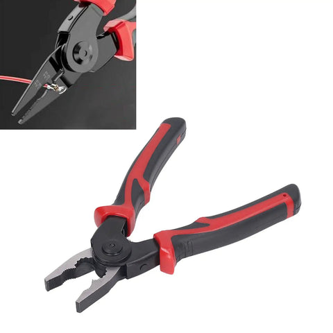 5 In 1 Wire Stripper And Handy Multifunction Pliers Set, Alloy Steel Heavy Duty Cutter For AWG 10 To 22 shown cutting wire