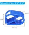 Blue plastic tube clamp with dimensions for 3/16 to 5/16 inch hoses. Plastic Tube Clamps Set Of 5 Pieces Three Sixteenth To Five Sixteenth Inch Tube OD Adjustable Flow Control Hose Clip For Lab Pinch Valves And DIY Water Systems Blue Ideal For Analytical Instruments Bottle Filling Gardening Irrigation Lab Work.