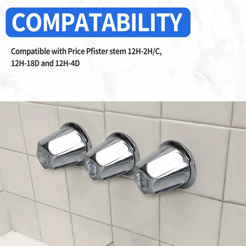 81428 Tub And Shower Knob Replacement Kit For Price Pfister Verve Tub And Shower Handle Chrome Finish, 3 Piece Set displayed on tile