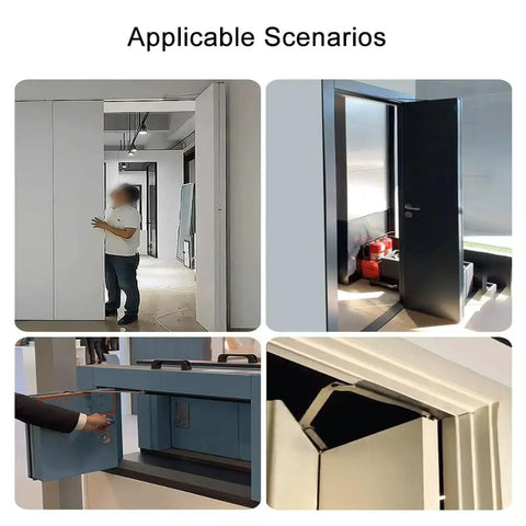 180 Degree Folding Door Hinge Kit For Small Spaces Wooden Sliding Hardware in four installation scenarios, demonstrating easy use.
