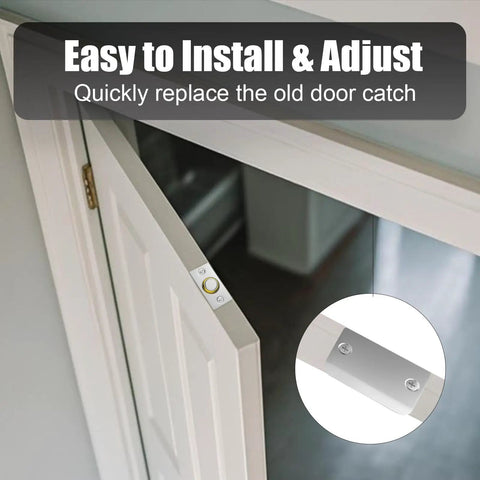 Upgraded Super Sturdy Magnetic Door Catch Adjustable Silent Ball Latch For Closet And French Doors Concealed Heavy Duty Slide Replacement Clean Silver 2 Pack on door edge