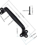 Diagram of 2 Pack Gate Handle 7.6 Inch Carbon Steel Sliding Barn Door Pulls With Screws, showing dimensions and black finish.