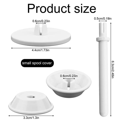 3 Piece Spool Pin Cap Set With Small And Large Spool Covers And Spool Pin Quick No Fuss Replacement Parts For Everyday Home Sewing Machines Durable Spool Cap Covers That Fit Most Domestic Machines. small spool cover 3.3cm and spool pin 6.3cm size diagram