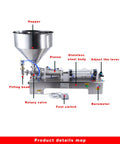 Heavy Workhorse Commercial Grade Automatic Horizontal Bottle Filler Stainless Steel Pneumatic Piston Dispenser labeled components