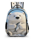 Frosty Polar Bear Printed Unisex Backpack Large Capacity Durable Polyester Travel School Bag for Teens and Adults Everyday Carry