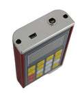 Heavy Duty Digital Metal Hardness Tester Gauge top view showing connectors for steel, iron, bronze, and copper testing.