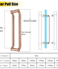 Diagram showing Stainless Steel Barn Door Handle Set With Heavy Duty Push Pull Hardware Round Glass Gate Handle In Pink