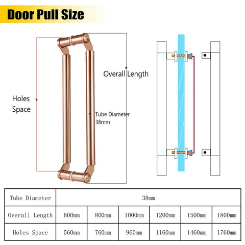 Chrome Finish Push Pull Barn Door Handle Set dimensions for Glass Wood And Aluminum Doors Interior Or Exterior Use