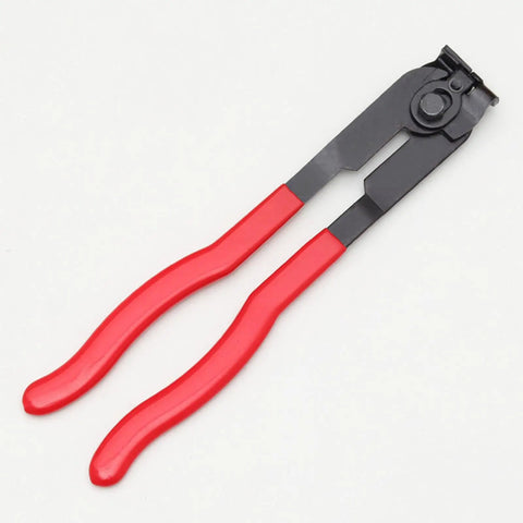 Heavy Duty Stainless Steel Crimping Tool Kit For Hose Clamps And Banding Shafts With Built-In Cutter Perfect For Cars Pipes Machinery CV Joint Boot Work And Universal Jobs, red handled pliers
