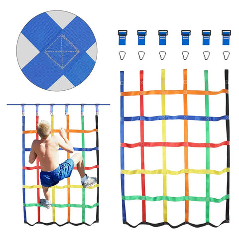 Durable Outdoor Climbing Net For Kids With Rope Ladder Add On Perfect For Ninja Warrior Obstacle Courses Backyard Jungle Gyms