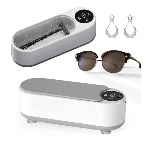 Totally Slick Portable Ultrasonic Cleaner For Sparkling Jewelry And Flawless Eyeglasses Hella Efficient Rechargeable Cleaning Pod For Retainers And Watches You Are Gonna Love with sunglasses and earrings.
