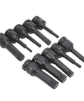 Grabsome 10 Piece Square Bit Socket Set Built Tough With Impact Ready CR-MO Steel Big Time Garage Gear For Heavy Duty Jobs Featuring M5 Through M18 Sizes Plus Nifty Storage Case You Gonna Love This Awesome Tool Kit. 10pc metric impact bit sockets M5-M18 black CR-MO steel