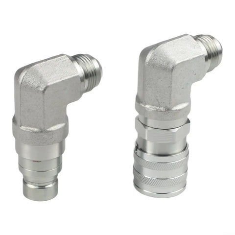 Male and Female Hydraulic Flat Face Coupler Kit for Skid Steer Loaders One Half Inch Body One and One Sixteenth Inch JIC Thread