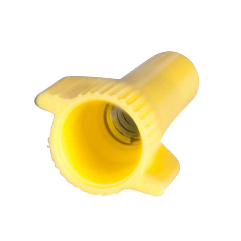 Close-up of WireGard Twist On Wire Connector 500 Pack Yellow Color Coded Copper To Copper Wire Connectors Durable And Easy Splices For Home Wiring
