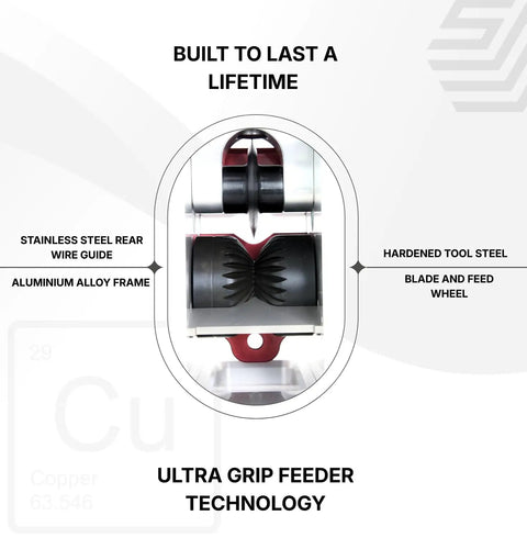 E500 Pro Electric Automatic Wire Stripping Machine's ultra grip feeder mechanism detail view