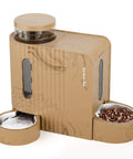 Pawsome Gravity 2 In 1 Automatic Pet Feeder And Water Dispenser 0.8 Gallon Each BPA Free Stainless Steel Bowl with light woodgrain style.