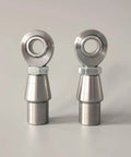 Heavy Duty Heim Joint Kit Featuring 5/8-18 Chromoly Rod End Bearings, showing two chrome rod ends on a gray background.