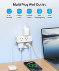 9 In 1 USB C Surge Protector Outlet Extender With 6 AC Outlets, 2 USB A Ports, And 1 USB C Port mounted on desk wall