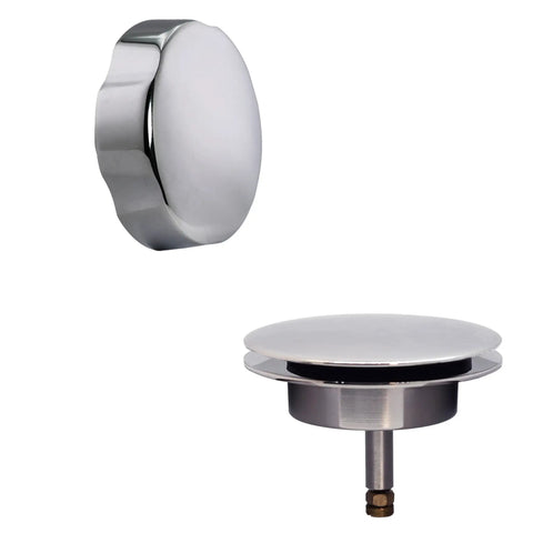 Polished chrome rotary knob and pop-up stopper for 45 Inch Cable Drive Bath Drain Trim Kit With Rotary Overflow Cover Knob Pop Up Stopper And Schedule 40 PVC Fittings In Polished Chrome No Fuss For Modern Bathrooms.