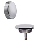 Heavy Duty Bathtub Drain Trim Kit Featuring Rotary Overflow Control Knob And Pop Up Stopper with chrome finish and twist actuator design.