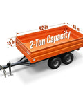 2 Ton Hydraulic Dump Cart With Tail Light For Farm And Garden DT4X8, showing 92x48 inch size and 2-ton capacity.