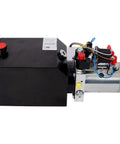 Heavy Duty 3200 PSI 12V DC Double Acting Hydraulic Power Unit Pump With 6 Qt Steel Reservoir side view, showing motor and tank.
