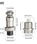 Must-Have GX12 3-Pin Connector For E-Bikes And Scooters Ensures A Super Secure Charging Link With Your Lithium Battery Pack Featuring Tough ABS Build That Handles Heat And Wear Like A Champ Without Any Glitchy Compatibility Headaches., 12mm size diagram