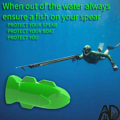 Diver using Spear Shaft Tip Protector Soft Safety Cap For 7 To 8 Mm Spear Shafts And 9/32 To 5/16 Inch Tips Anti Stab Cover