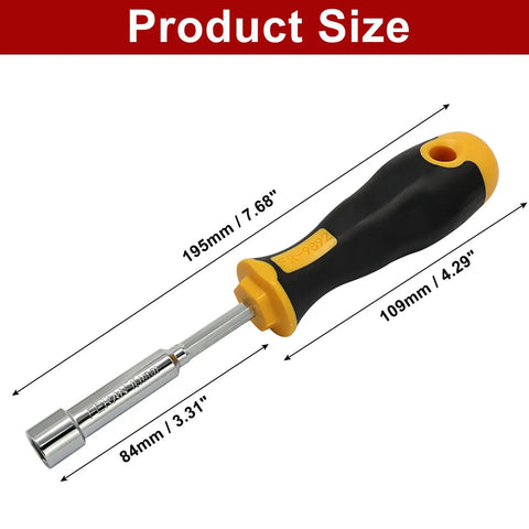 Two Pack 10mm Socket Wrench Screwdriver Set With Cushioned Grip High Carbon Steel Nut Driver product dimensions