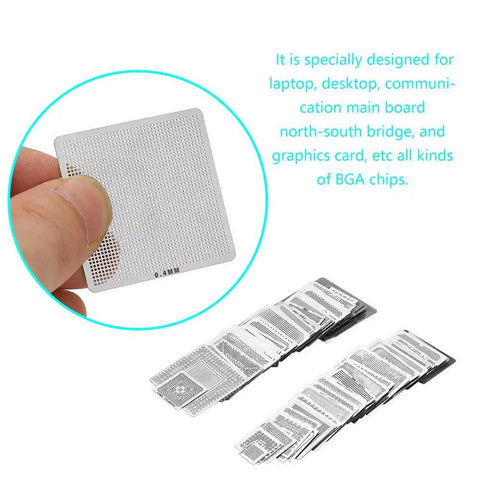 Hella Solid 130 Piece BGA Rework Stencil Kit For Laptop And Desktops With Universal Stainless Steel Mesh Solder Templates That Make Chip Repair A No Brainer