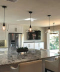 Glass Dome Pendant Light Dimmable Hanging Fixture For Kitchen Island And Dining Areas, Dope Industrial Retro Vibe in kitchen