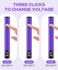 Compact 510 Thread Soldering Pen Kit With USB Rechargeable Battery, Adjustable Voltage 2.7V 3.4V 4.2V displayed in purple color
