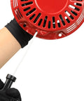 Person pulling a red recoil pull starter for Predator 196cc 212cc 6.5hp Coleman CT200U mini bike go-kart engine