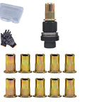 Heavy Duty Head Rivet Nut Tool Kit With M3 M4 M5 M6 M8 Sizes And Carbon Steel Body For Quick Automotive Repair Jobs In Warehouses Using Manual Riveter Setup with mandrels and case