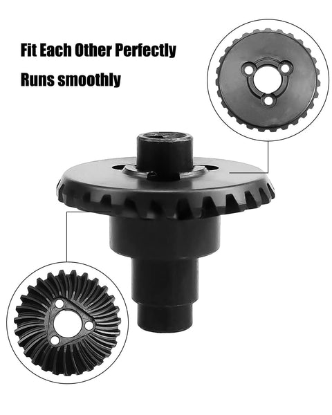 8T/27T RC Heavy Duty Steel Overdrive Bevel Gear Set For Capra SCX10 II III Front And Rear Universal Drives, 10 Percent Speed Boost Upgrade shown in detail