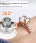 360 Degree Rotating Vise Engraving Tool Pro Grade With 30 Piece Attachments shown next to a diamond ring for jewelry crafting.