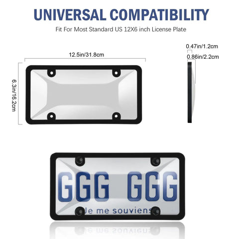 Two Pack License Plate Protectors For Front And Rear Plates ABS Matte Clear Shield With Screws Caps Universal Car Accessories