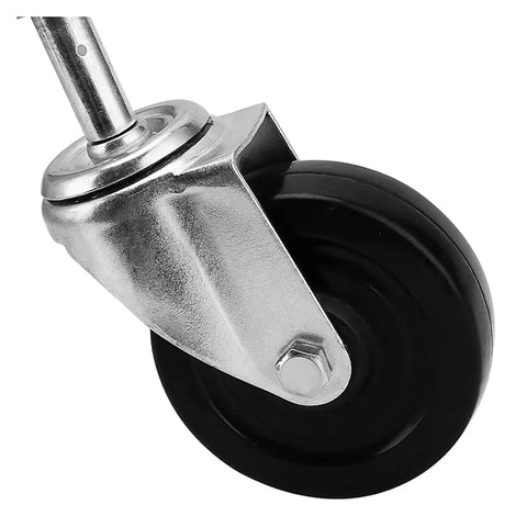 Close-up of Gate Caster Wheel Kit 4 Inch Spring Loaded Swivel For Uneven Ground, showing wheel and metal bracket detail