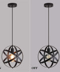 Farmhouse Black Globe Cage Pendant Light With Industrial Rustic Metal Look, Perfect For Kitchen Island, Dining Room, Foyer, Entryway
