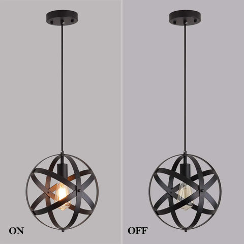 Farmhouse Black Globe Cage Pendant Light With Industrial Rustic Metal Look, Perfect For Kitchen Island, Dining Room, Foyer, Entryway