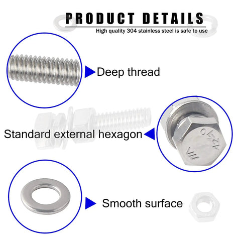 Close-up of All Purpose Metric Stainless Steel Fastener Kit With 520 Pieces M3 To M6 Screws Nuts Washers And Spacers In Durable Box