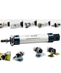 Front view of MAL25 aluminum pneumatic mini cylinder with 25mm bore; mounting hardware included