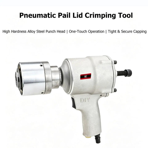 Heavy Duty 49mm Pneumatic Cap Seal Iron Crimping Tool For 200L Oil Barrels, high hardness alloy steel head, one-touch operation.