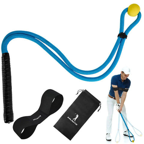 Rope Golf Swing Trainer Set For Indoor And Outdoor Practice With Swing Correcting Arm Band And Weighted Ball Blue Improve Swing Tempo Power And Consistency Like A Pro