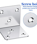Heavy Duty 2X2 L Brackets With 30 Piece Kit Of Cold Rolled Steel Corner Supports and Matching Screw Sets For Furniture Assembly Shelves showing a metal angle bracket with screw holes.
