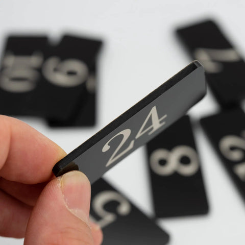 Plastic Rectangle Numbered Stickers 1 To 50 Black Waterproof Self Adhesive Backing For Lockers Doors Tables, number 24