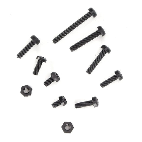 Heavy Duty 160 Piece M3 Nylon Fastener Kit With Non Conductive Hex Socket Screws Nuts And Washers showing various black nylon screws.