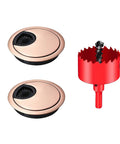 Premium Red Bronze Desk Grommet Covers 3 Inch For Neat Cable Management Durable Zinc Alloy Hole Protection Smooth Finish Office Upgrade, two covers and cutter