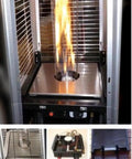 Three Bolt Replacement Burner For Square Glass Tube Heaters With Regulator And Safety Features, in use and components
